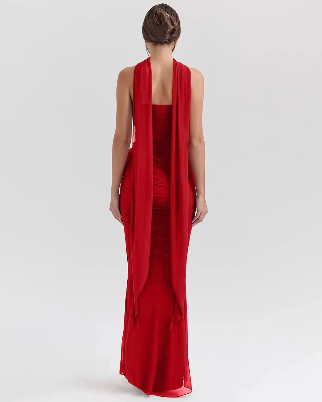Strapless Corset Top & Stretch Mermaid Skirt In Red