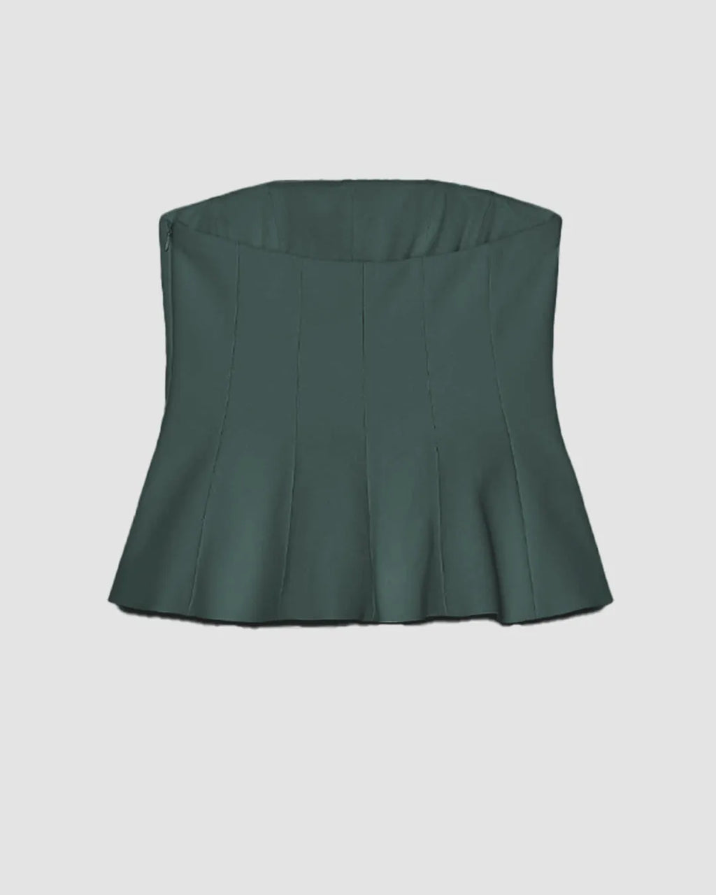 Strapless Peplum Bustier Top In Olive Green