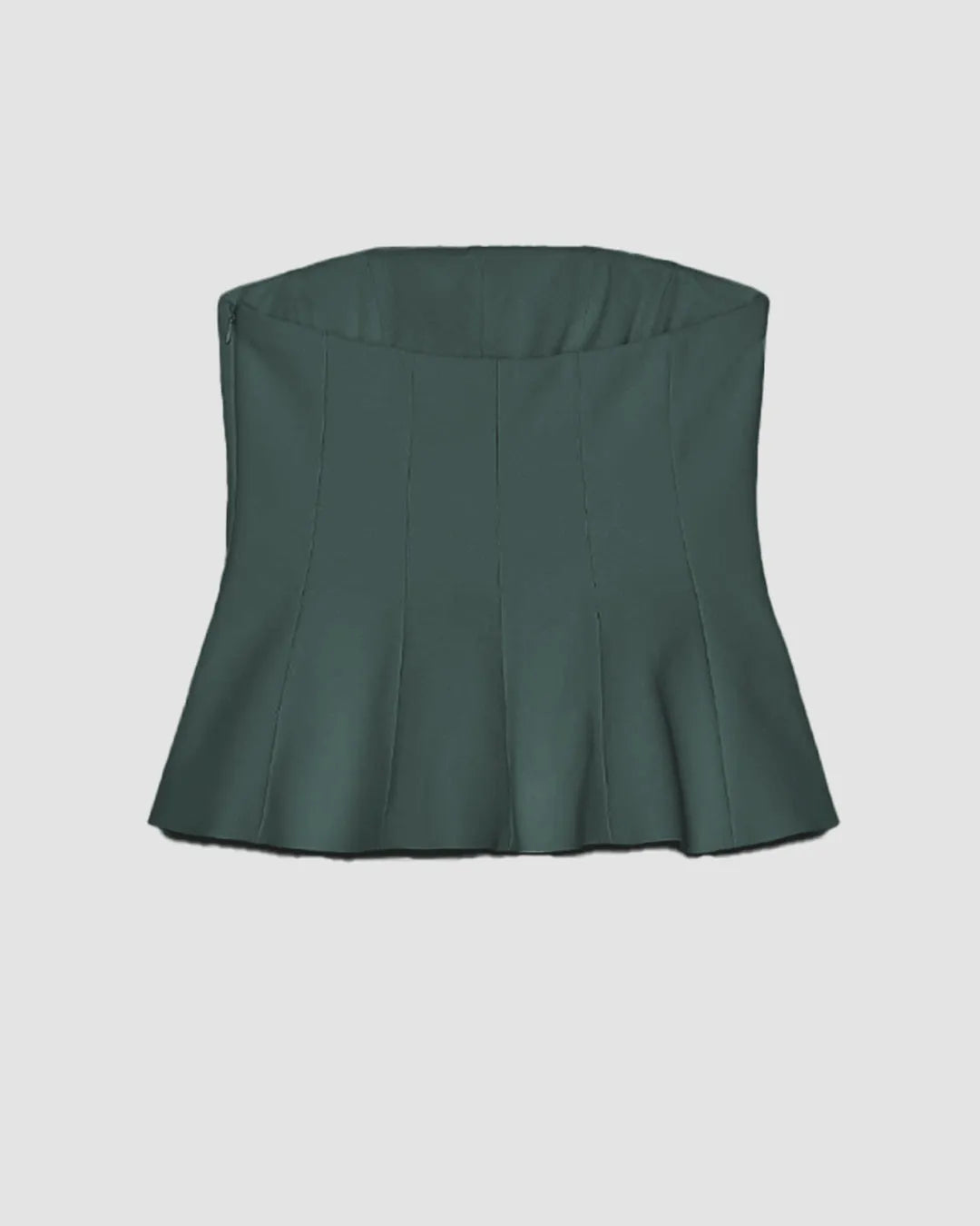 Strapless Peplum Bustier Top In Olive Green