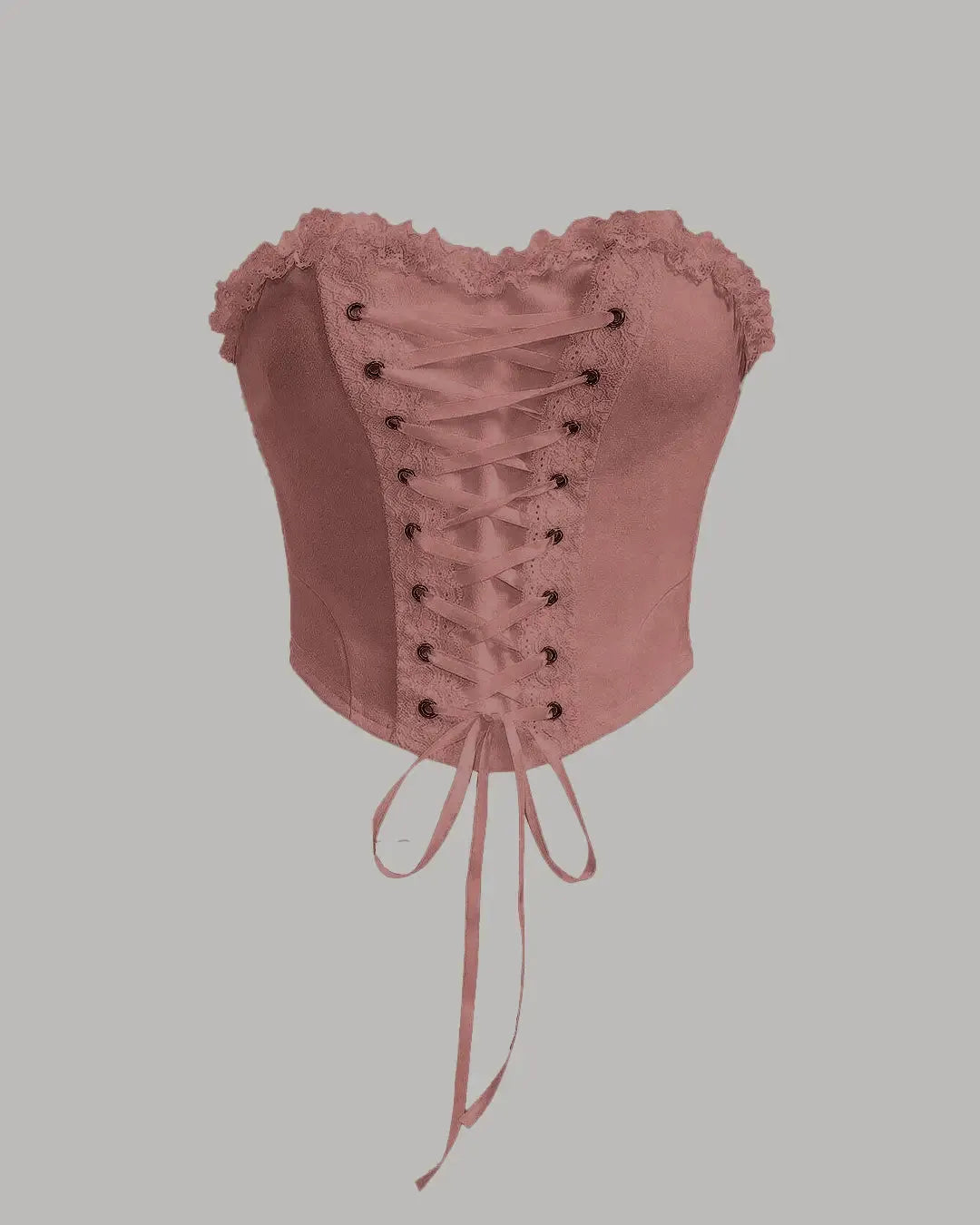 Strapless Ribbon Detail Top Corset Top In Peach