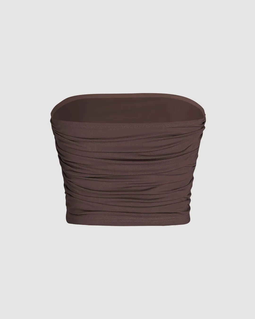 Strapless Ruched Crop Top In Brown