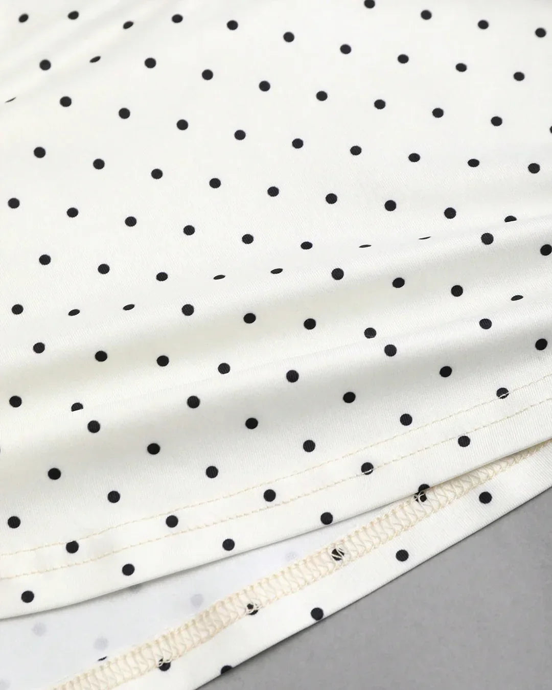 Strapless Ruched Polka Dot Tie-Up Top in White and Black