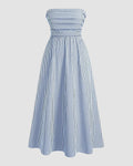 Strapless Shirred Bust A-Line Midi Dress Curve & Plus