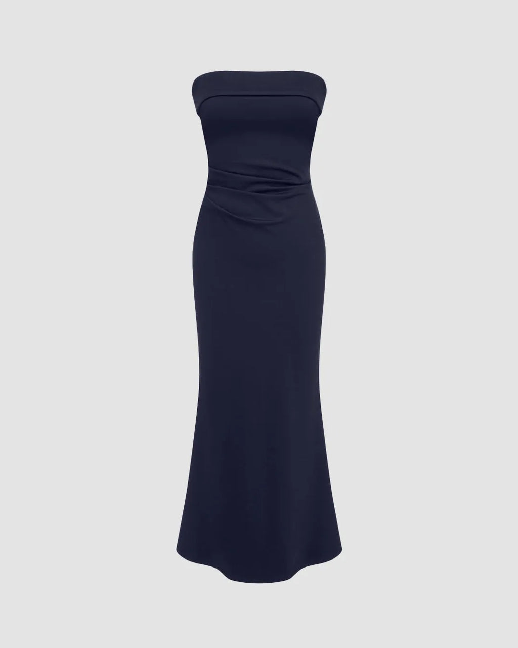Strapless Tube Bodycon Maxi Dress In Navy Blue