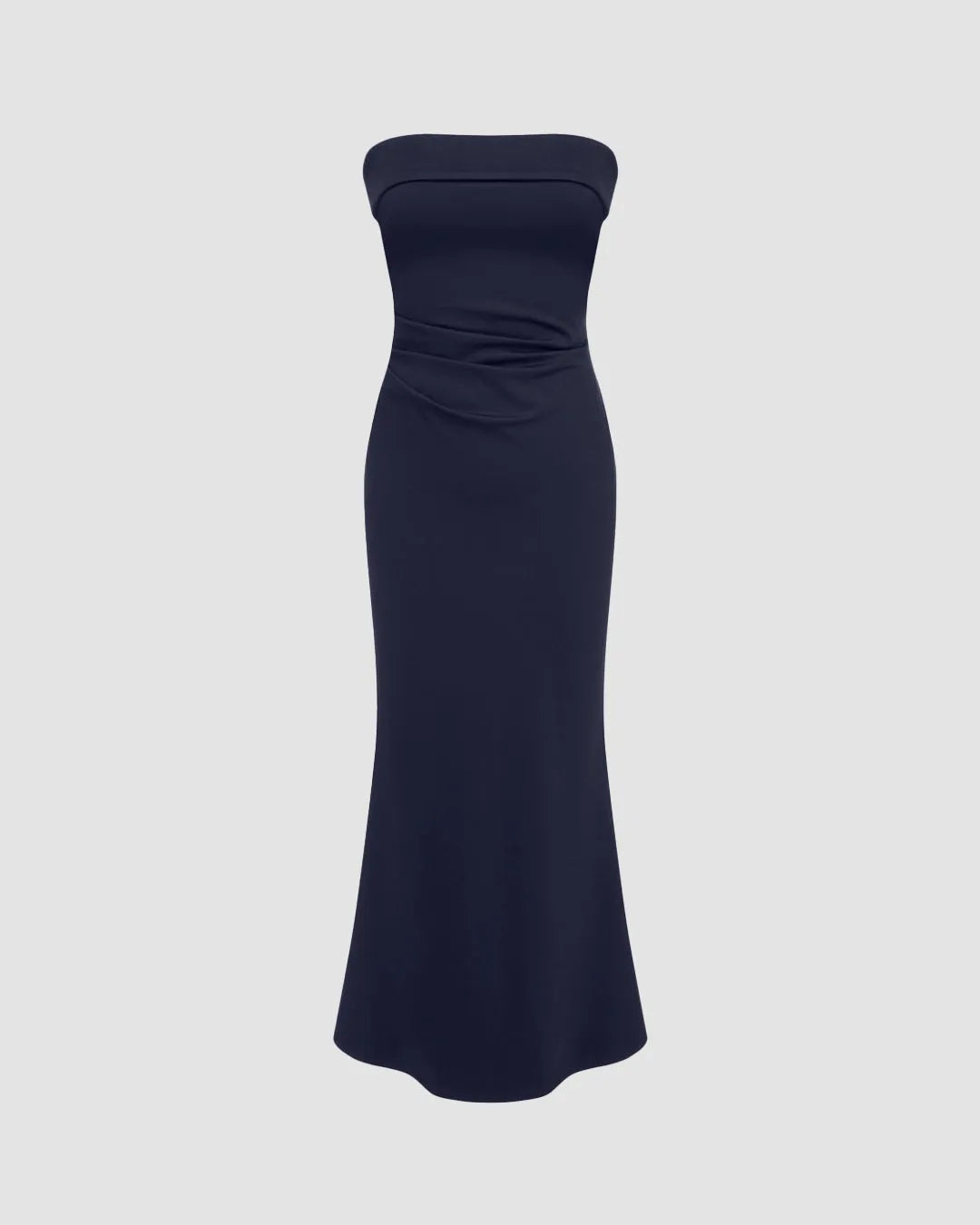 Strapless Tube Bodycon Maxi Dress In Navy Blue
