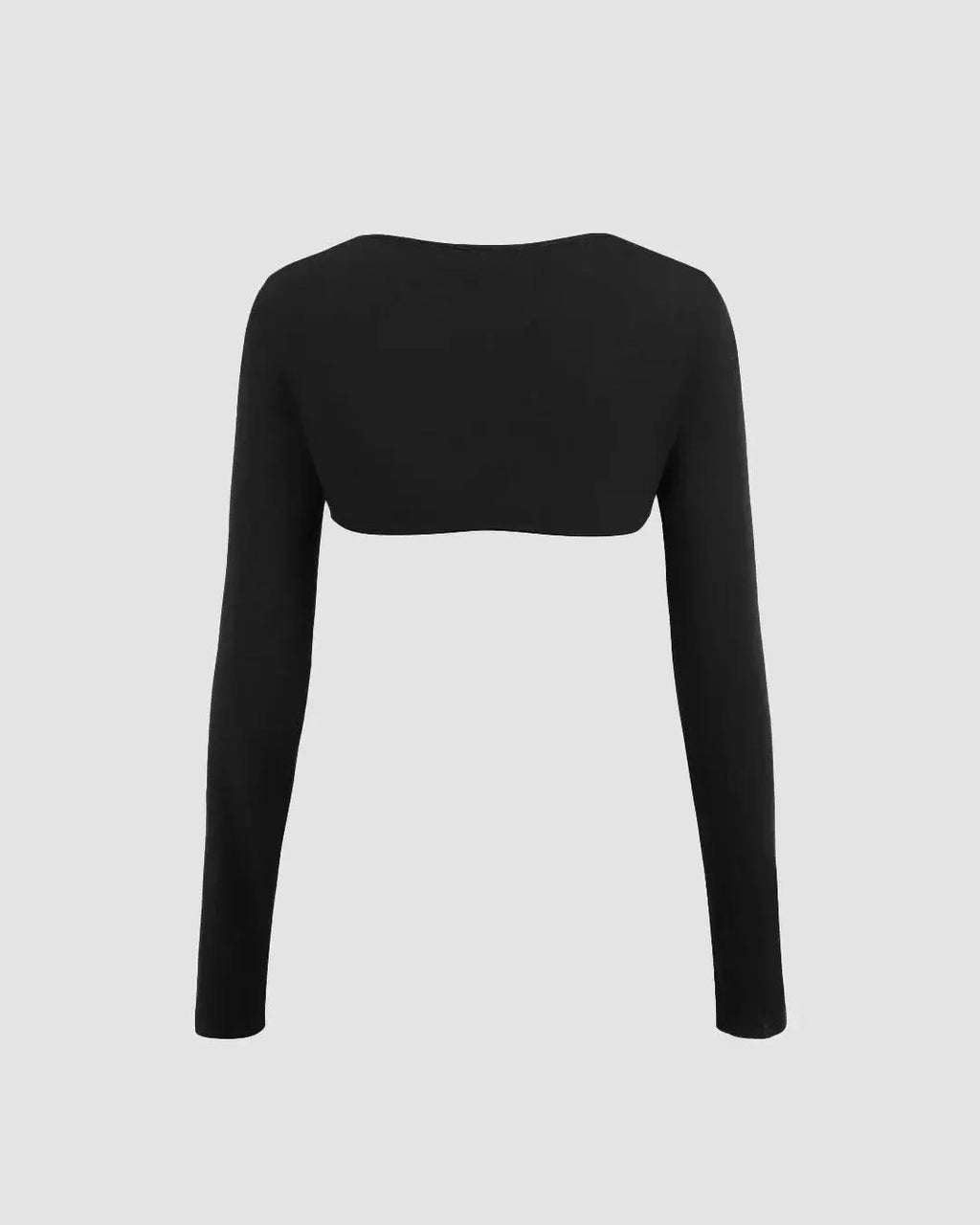 Stretch Full Sleeve Cropped Shrug in Black