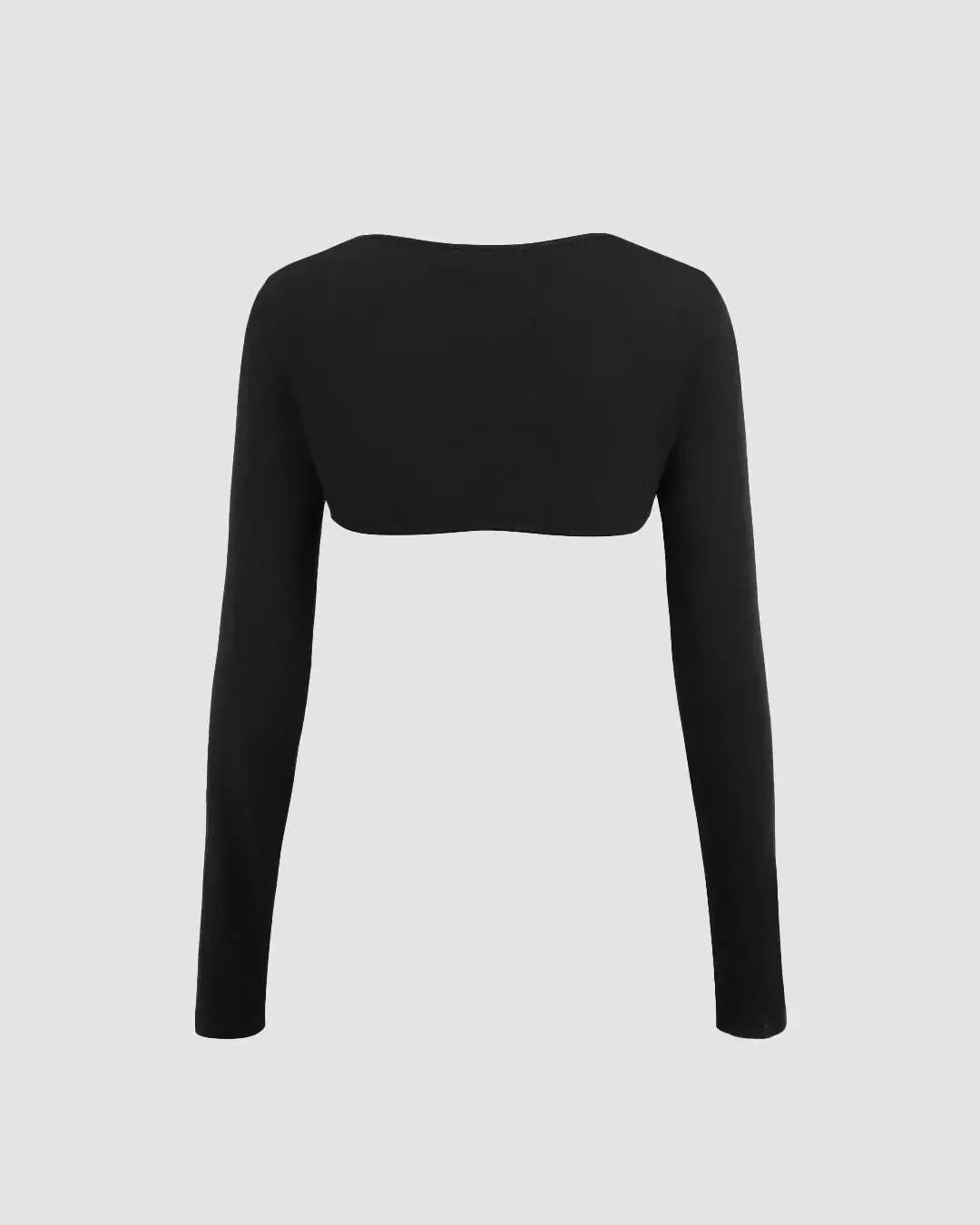 Stretch Full Sleeve Cropped Shrug in Black