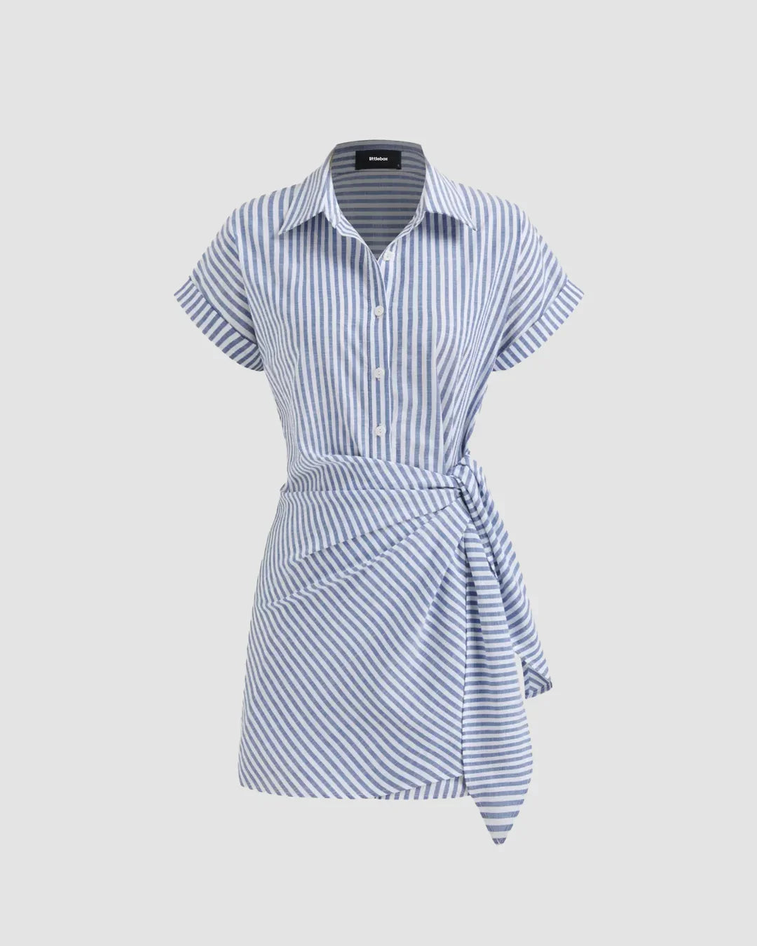 Stripe Blue Wrap Shirt Mini Dress