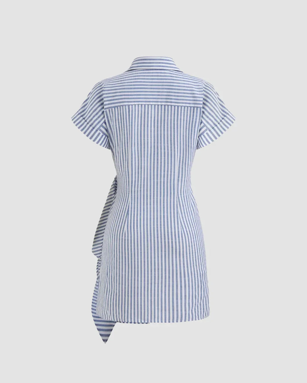 Stripe Blue Wrap Shirt Mini Dress