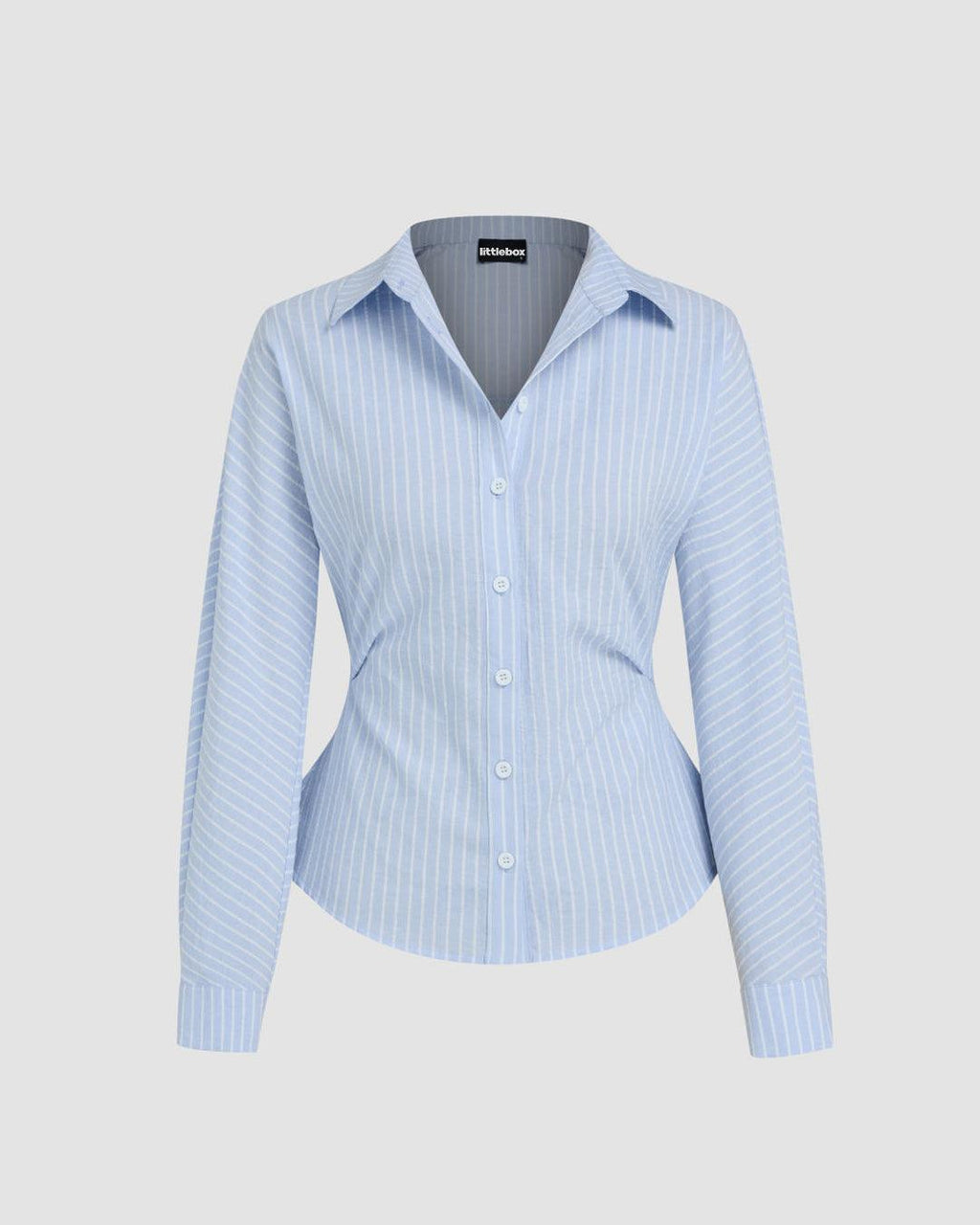 Striped Collared Full Sleeve Formal Shirt in Light Blue