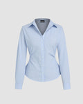 Striped Collared Full Sleeve Formal Shirt in Light Blue
