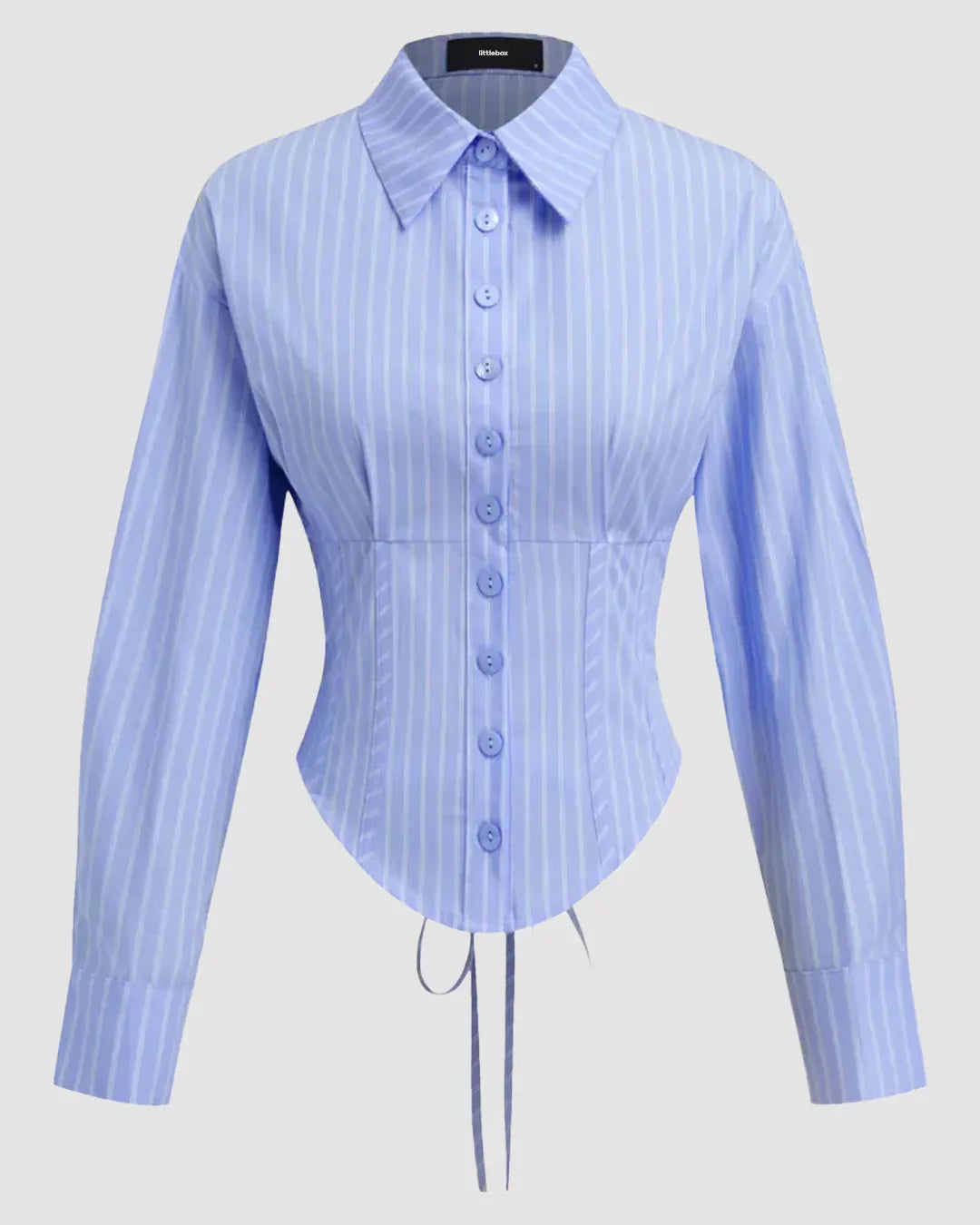 Striped Front Button Collar Full Sleeve Top