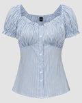 Striped Ruched Bust Button Down Shirt