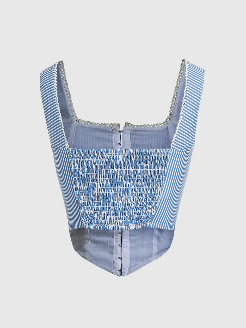Striped Sleeveless Crop Top with Square Neckline