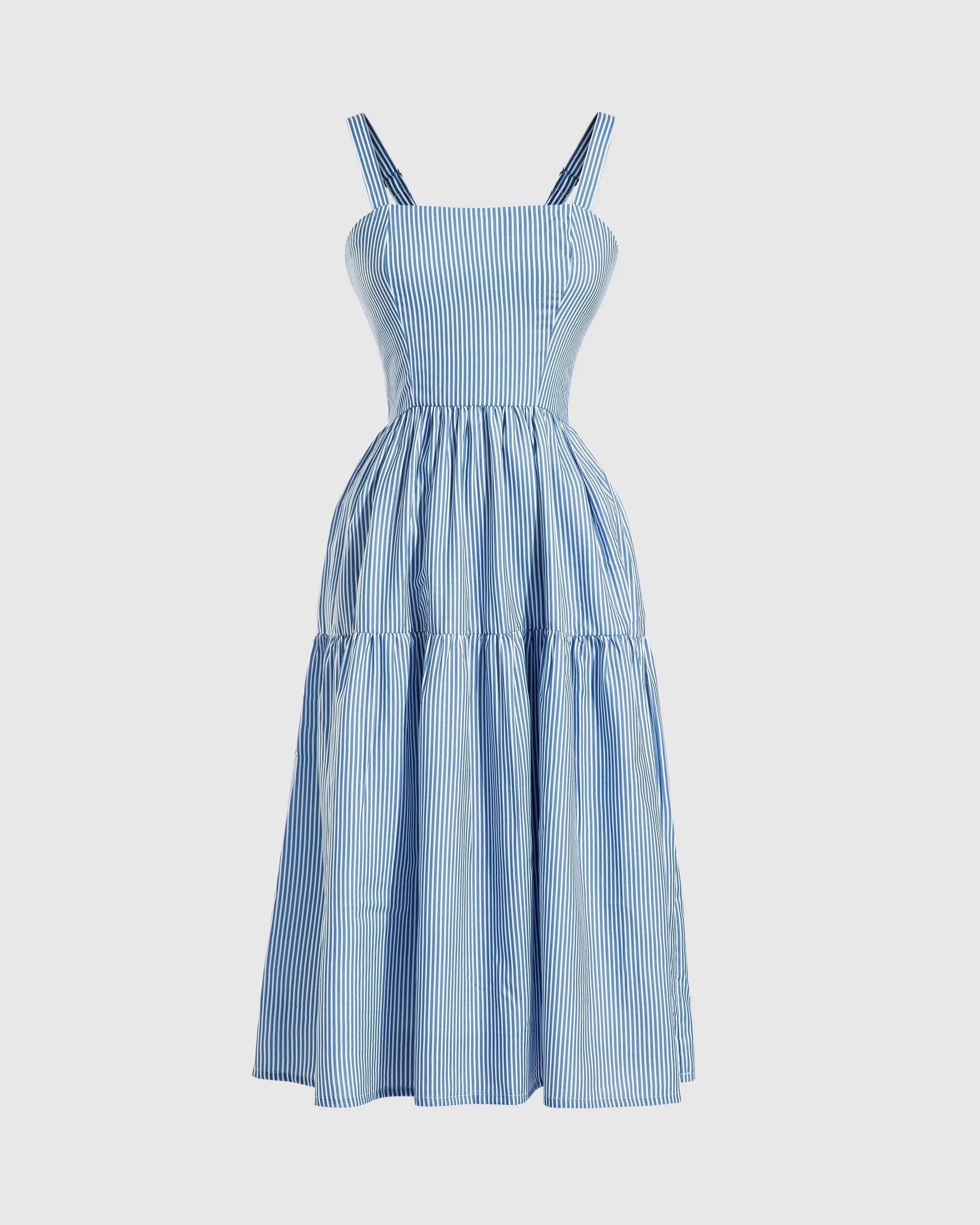 Striped Smocked Bow Tie Dress