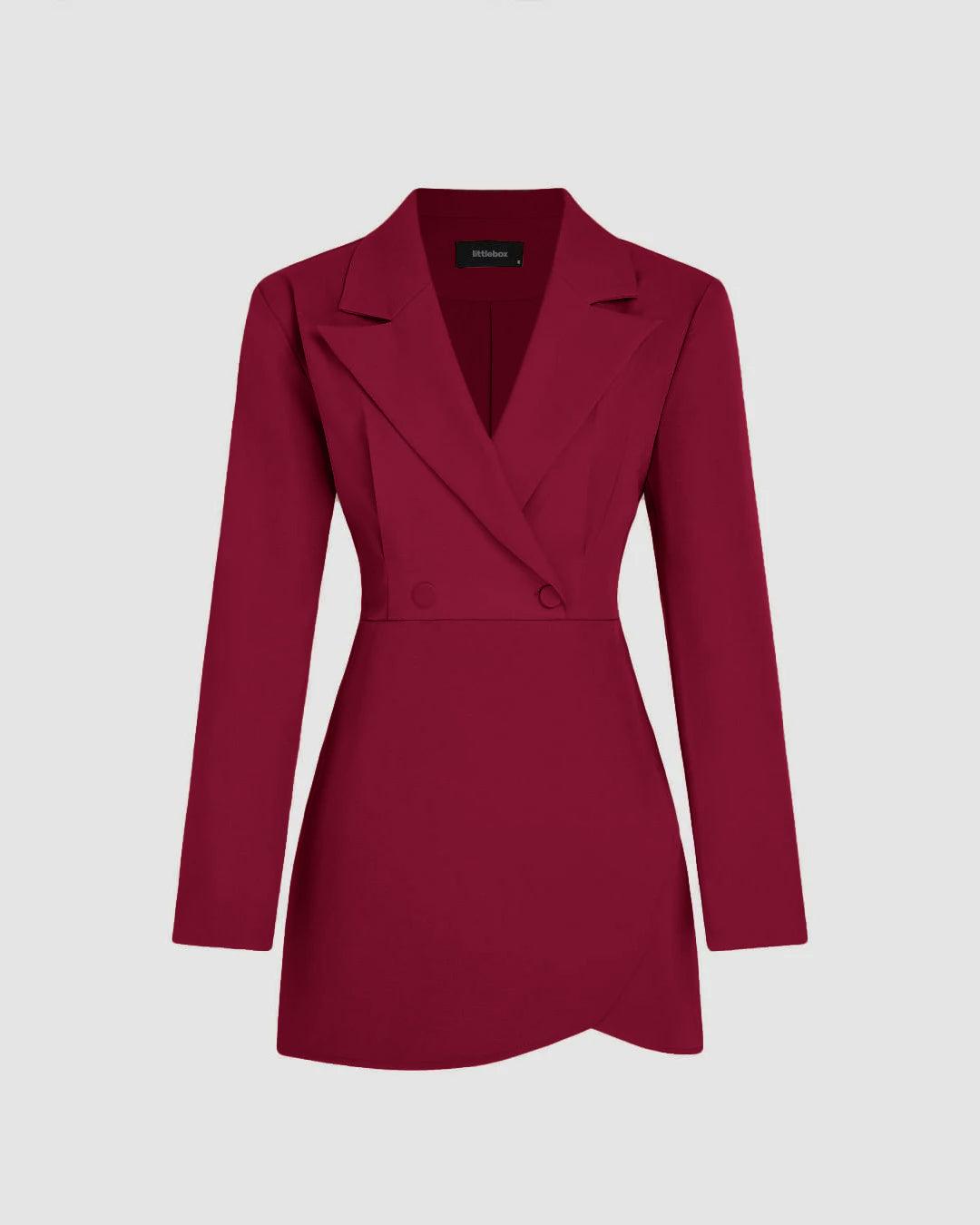 Structured Blazer Formal Mini Dress in Redberry