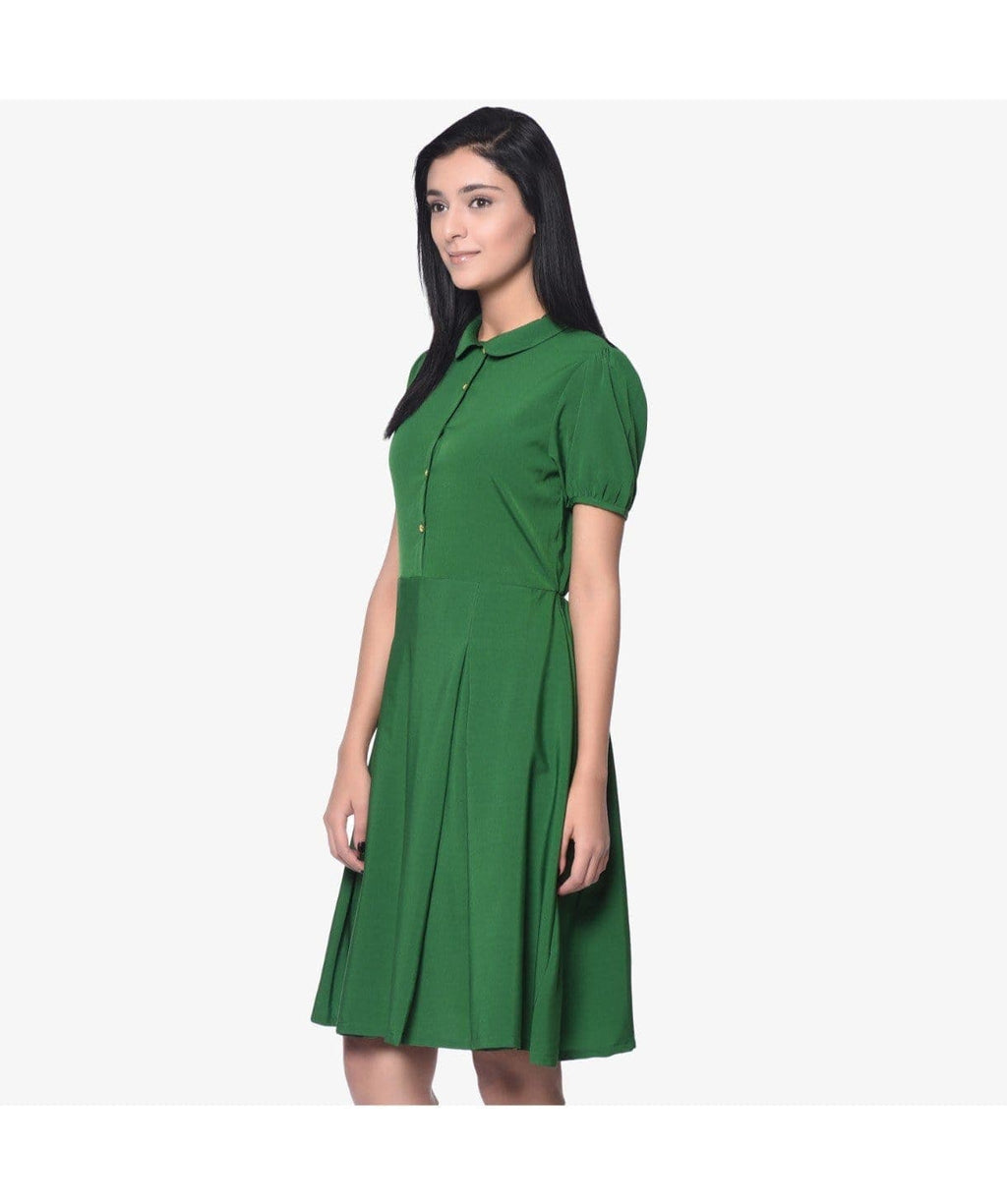 Solid Peterpan Collar Skater Dress