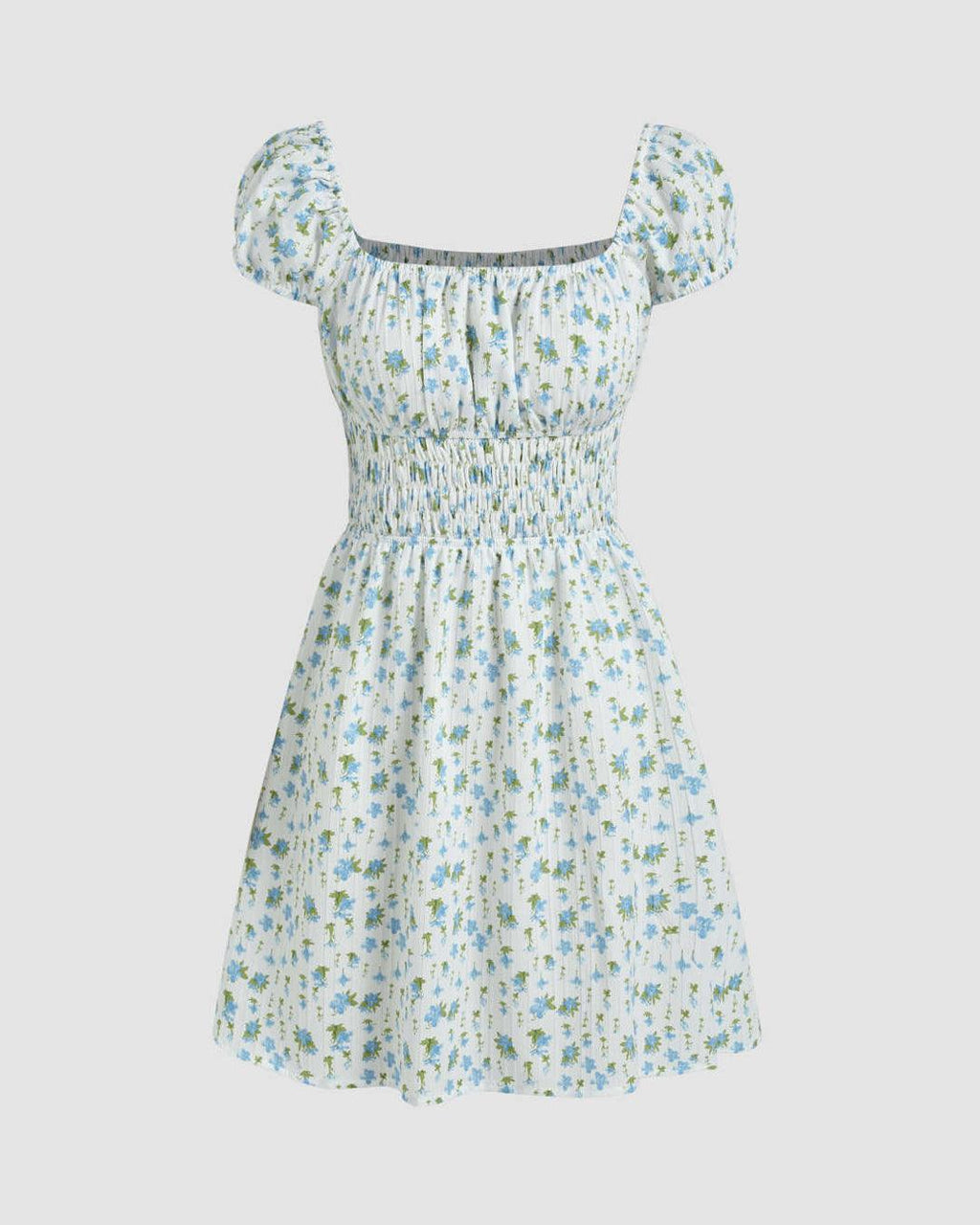 Summer Printed White Ruched Dress