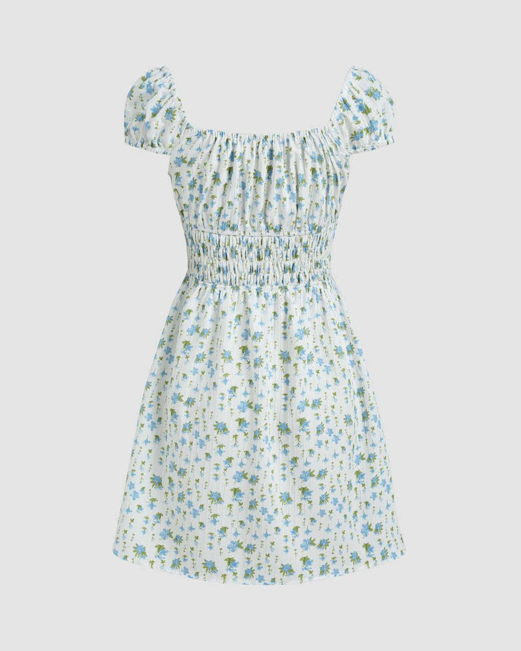 Summer Printed White Ruched Dress