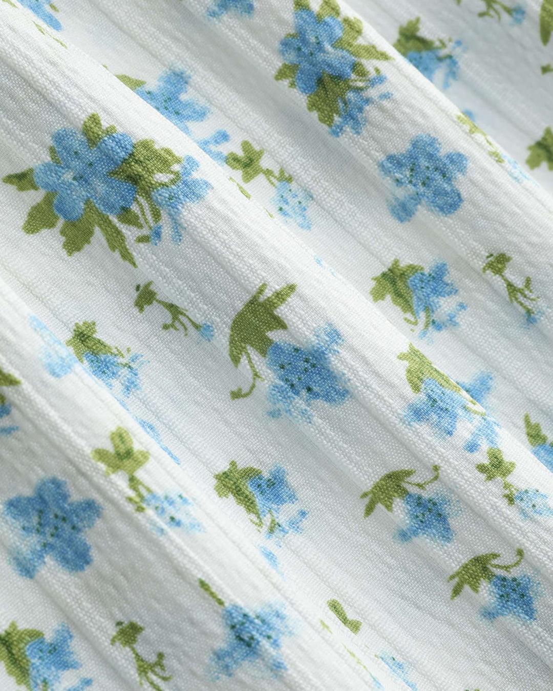 Summer Printed White Ruched Dress
