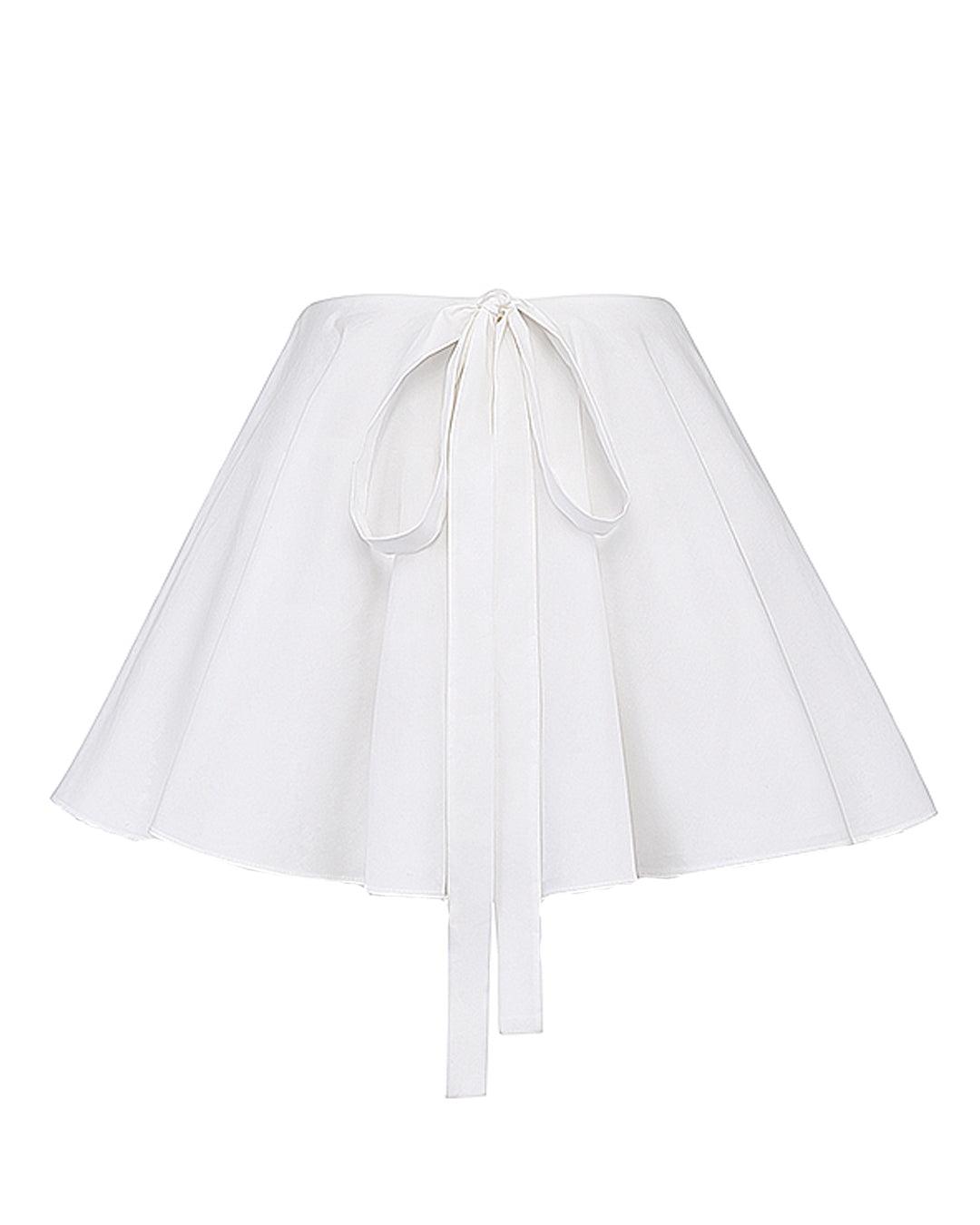 Sweetheart-Neck Crop Top With White Bow Mini Skirt