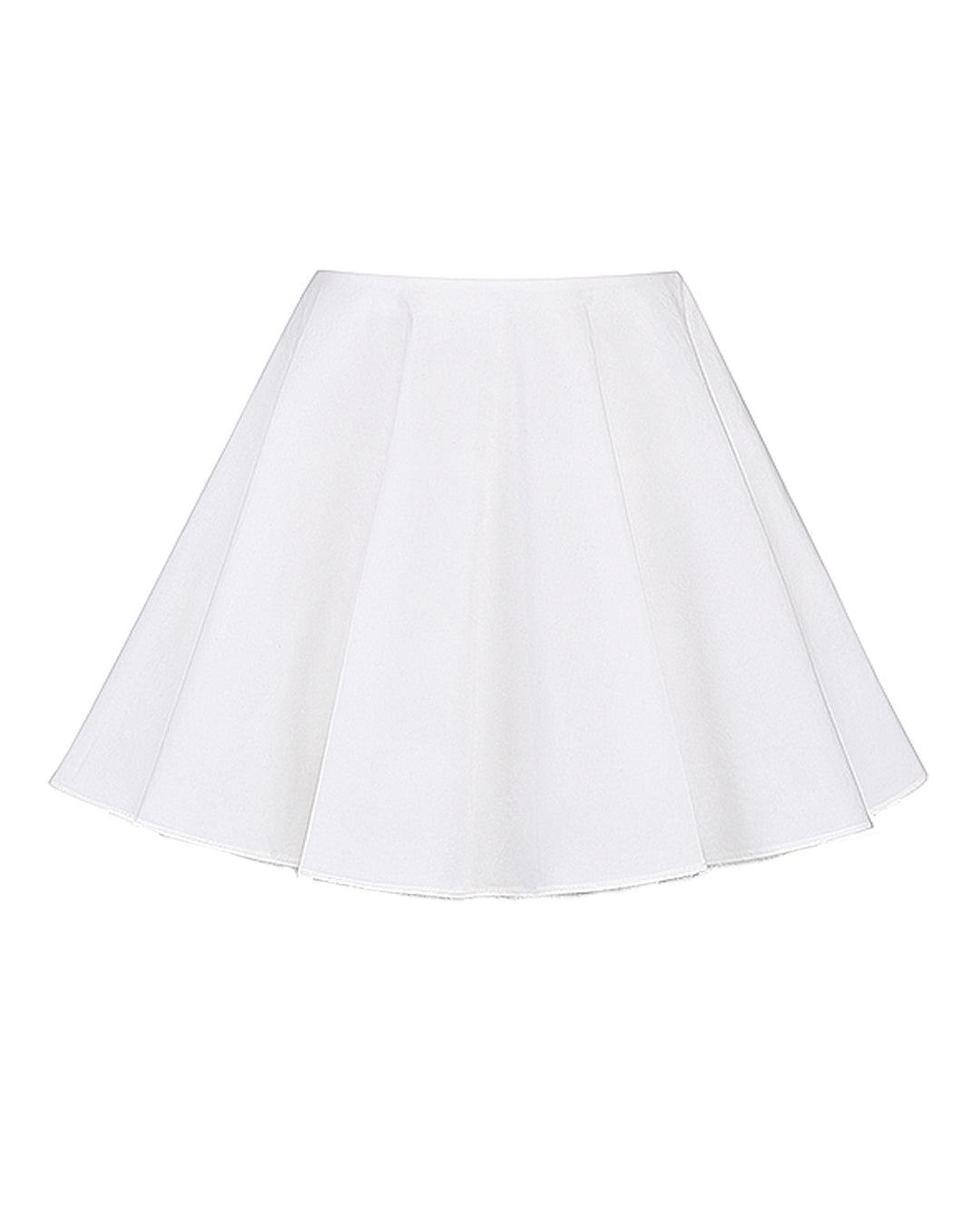 Sweetheart-Neck Crop Top With White Bow Mini Skirt