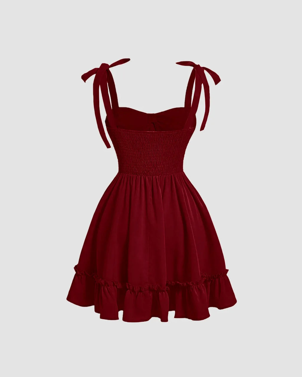 Sweetheart Neck Cherry Dress with Lace-Up Waist