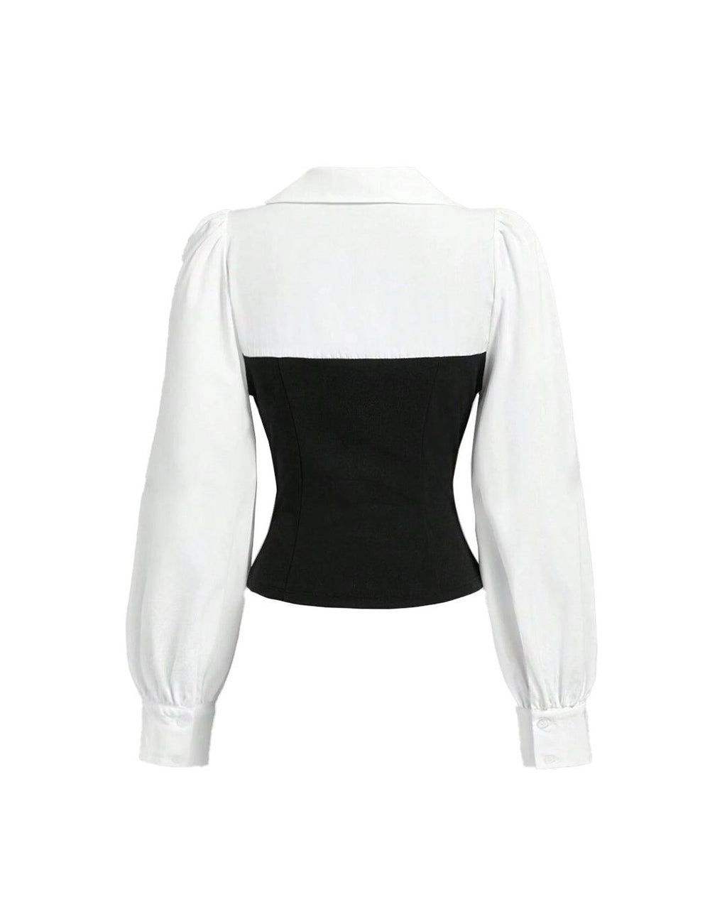 Sweetheart Neck Corset Style Camisole Top with Full Sleeves in Black and White
