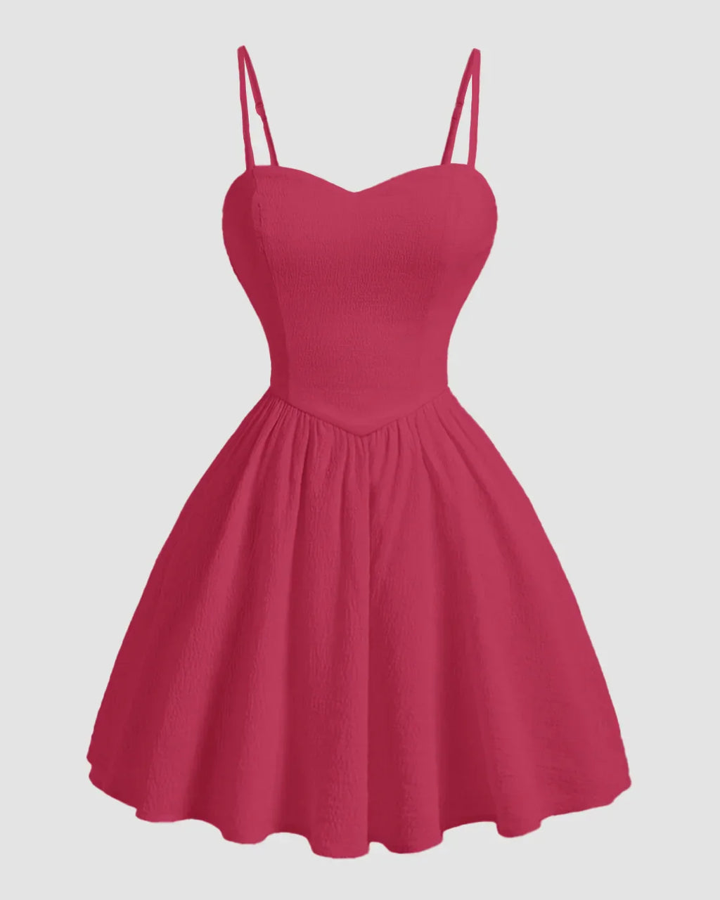Sweetheart Neck Fit & Flare Sleeveless Mini Dress in Hot Pink