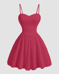 Sweetheart Neck Fit & Flare Sleeveless Mini Dress in Hot Pink