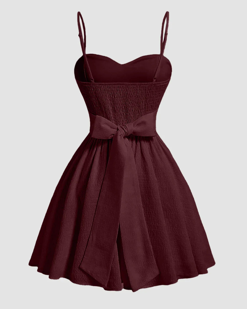 Sweetheart Neck Fit & Flare Sleeveless Mini Dress in Maroon