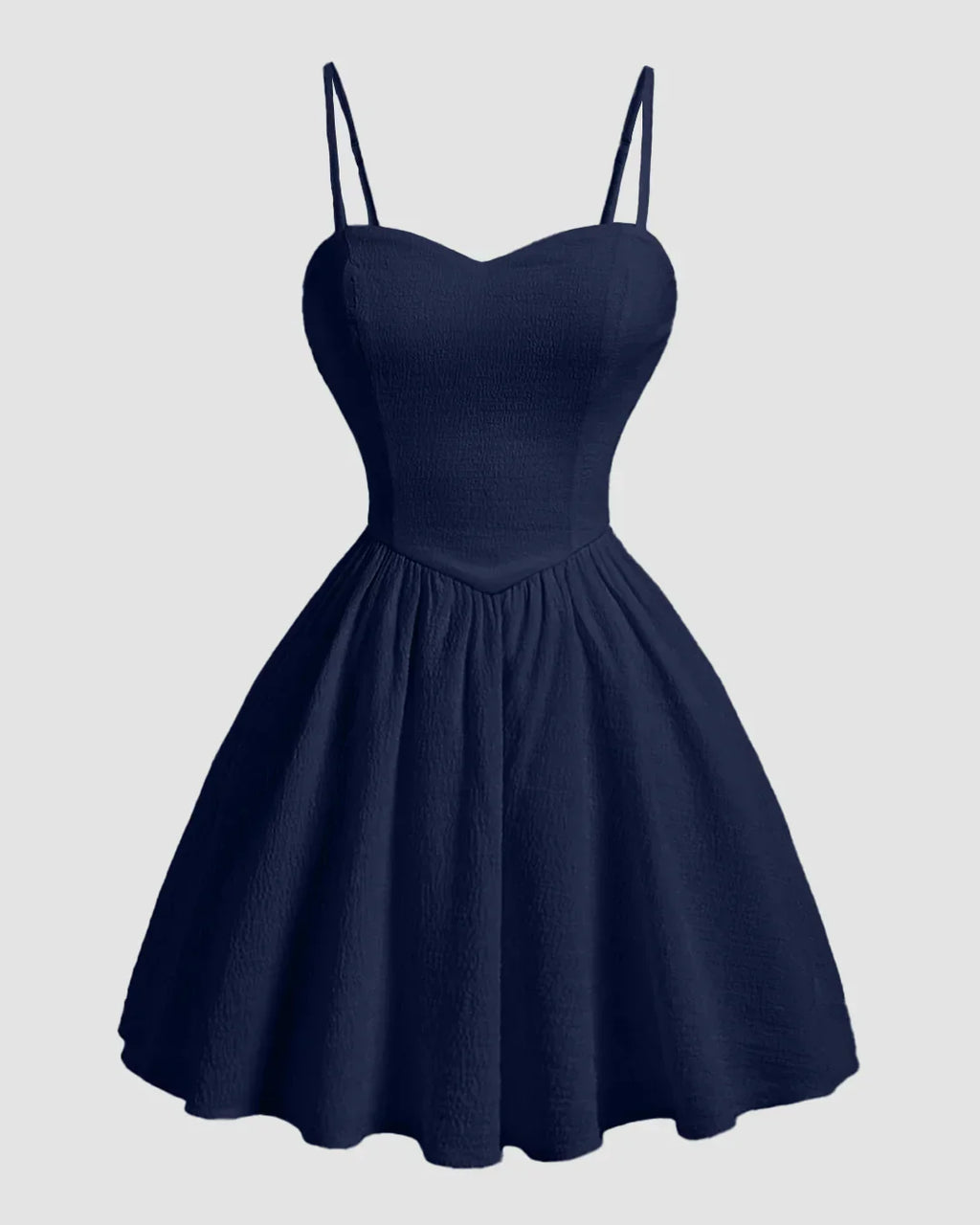 Sweetheart Neck Fit and Flare Navy Blue Dress