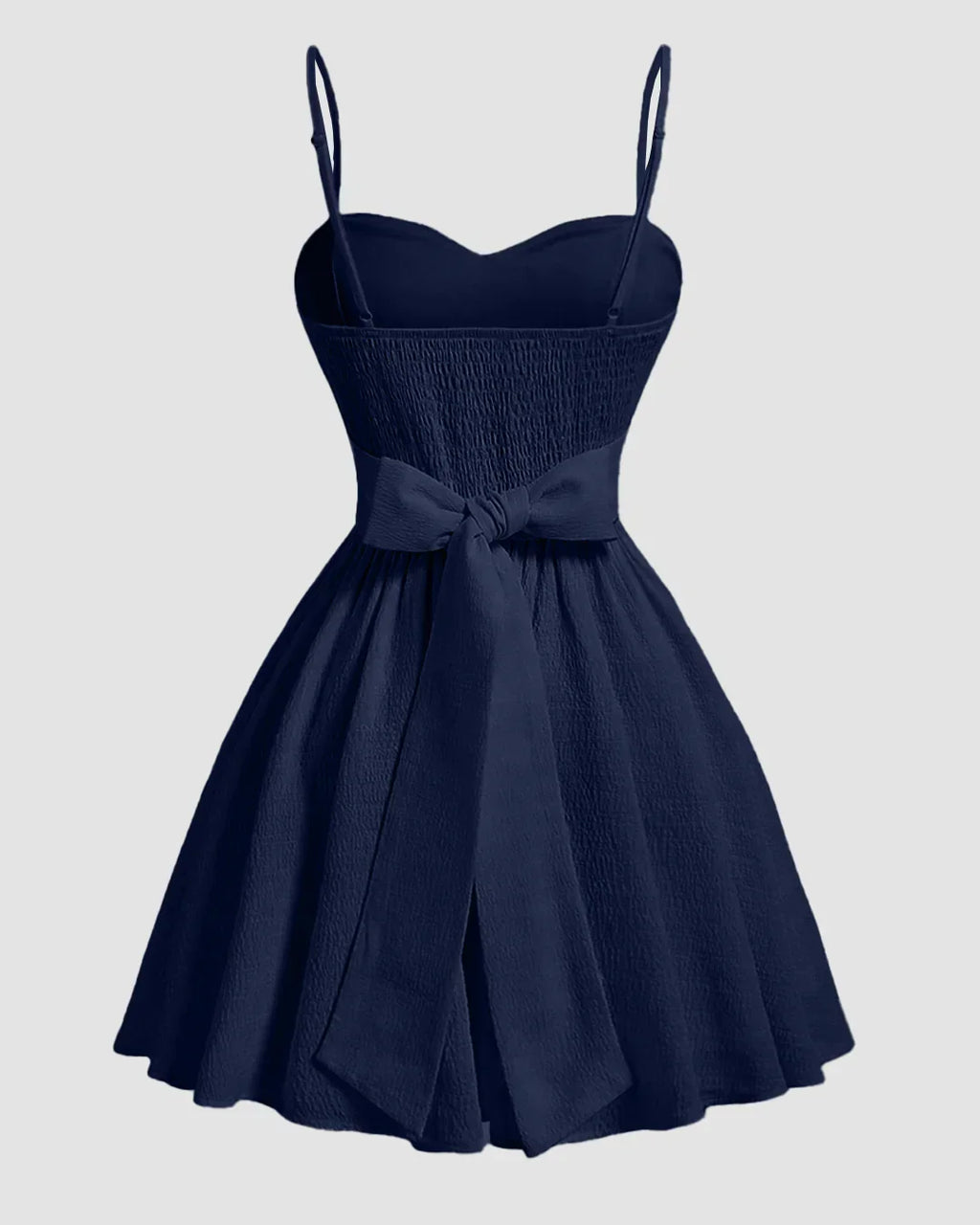 Sweetheart Neck Fit and Flare Navy Blue Dress