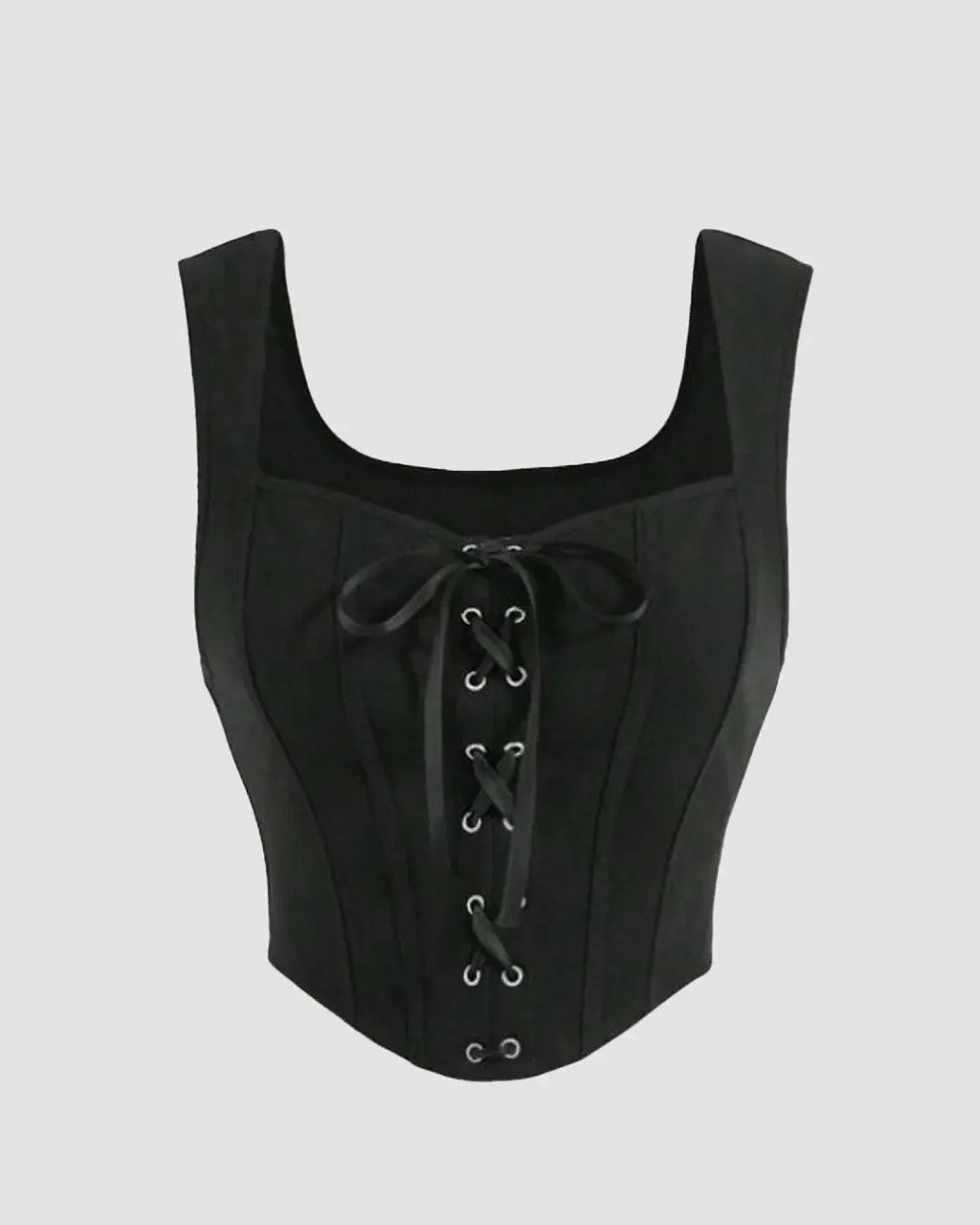 Sweetheart Neck Lace-Up Boned Sleeveless Corset Top in Black