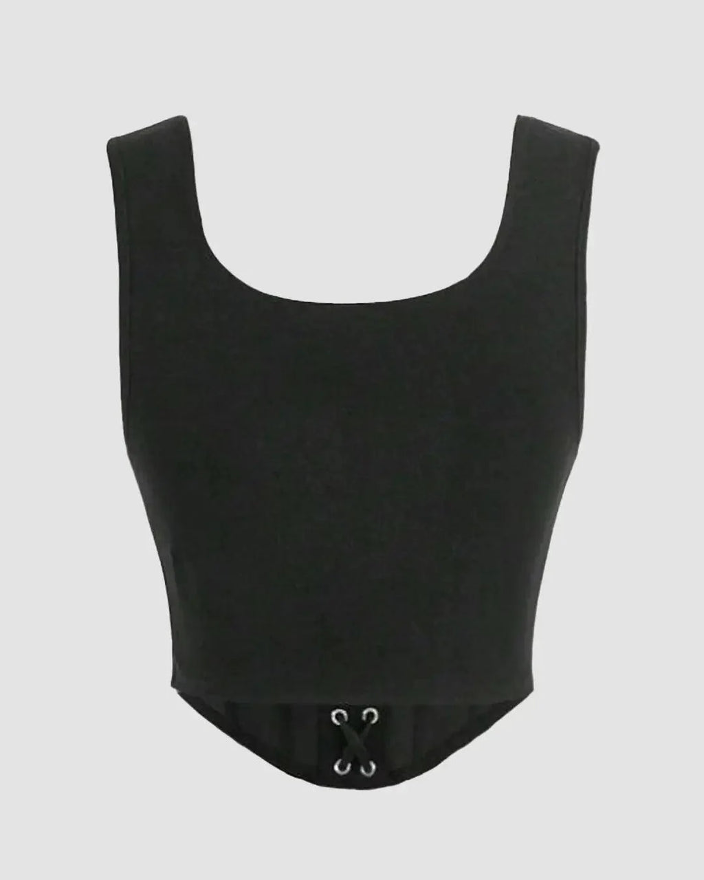 Sweetheart Neck Lace-Up Boned Sleeveless Corset Top in Black