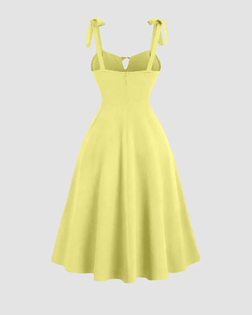 Sweetheart Neck Midi Dress with Shoulder Ties in Yellow