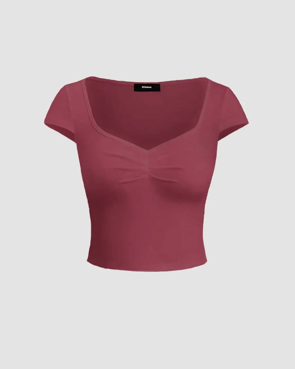 Sweetheart Neck Ruched Crop Top In Ruby