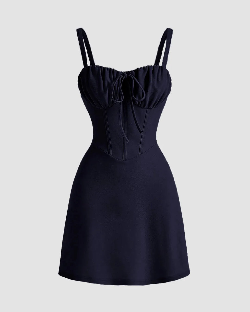 Sweetheart Neck Ruched Mini Dress In Dark Navy