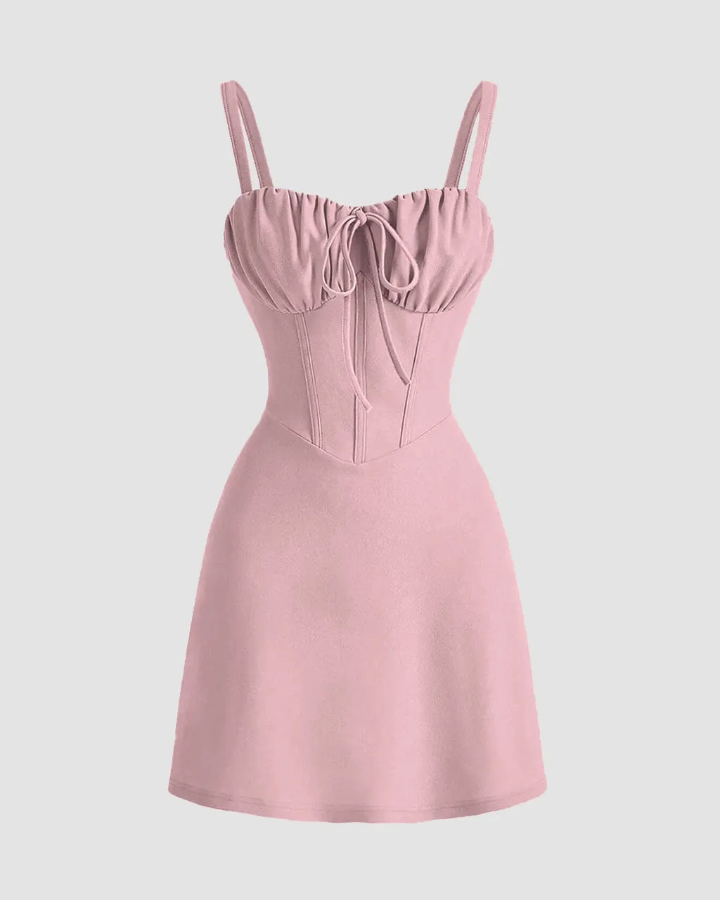 Sweetheart Neck Ruched Mini Dress In Dusty Pink