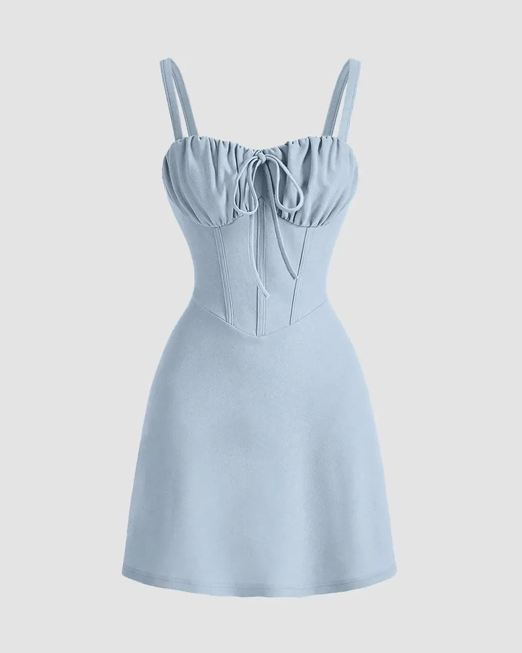 Sweetheart Neck Ruched Mini Dress in Ice Blue