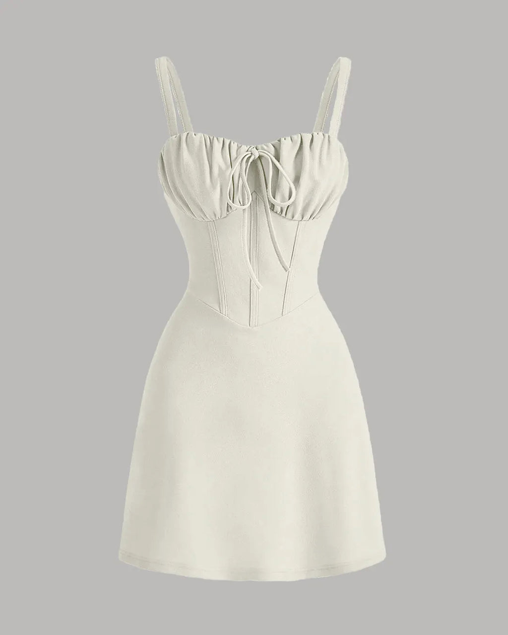 Sweetheart Neck Ruched Mini Dress In Milky White