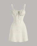 Sweetheart Neck Ruched Mini Dress In Milky White