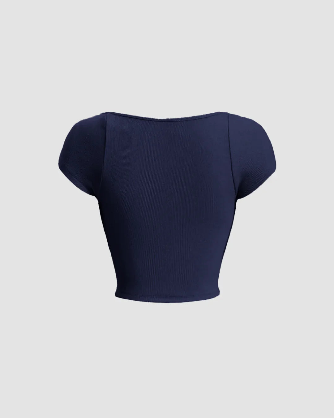 Sweetheart Neck Sheer Cap Sleeve Top in Navy Blue
