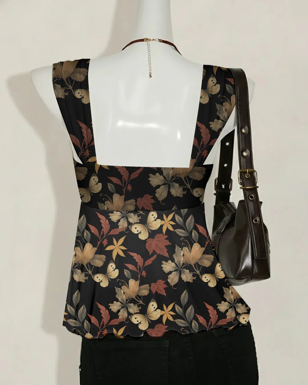 Sweetheart Neck Slim Fit Straight Hem Floral Print Sleeveless Top