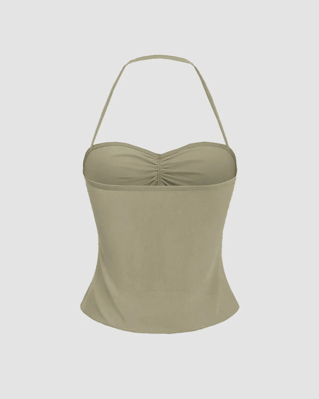 Sweetheart Neck Tiered Halter Top in Herbal Green