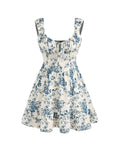 Sweetheart Neckline Floral Knotted Mini Dress