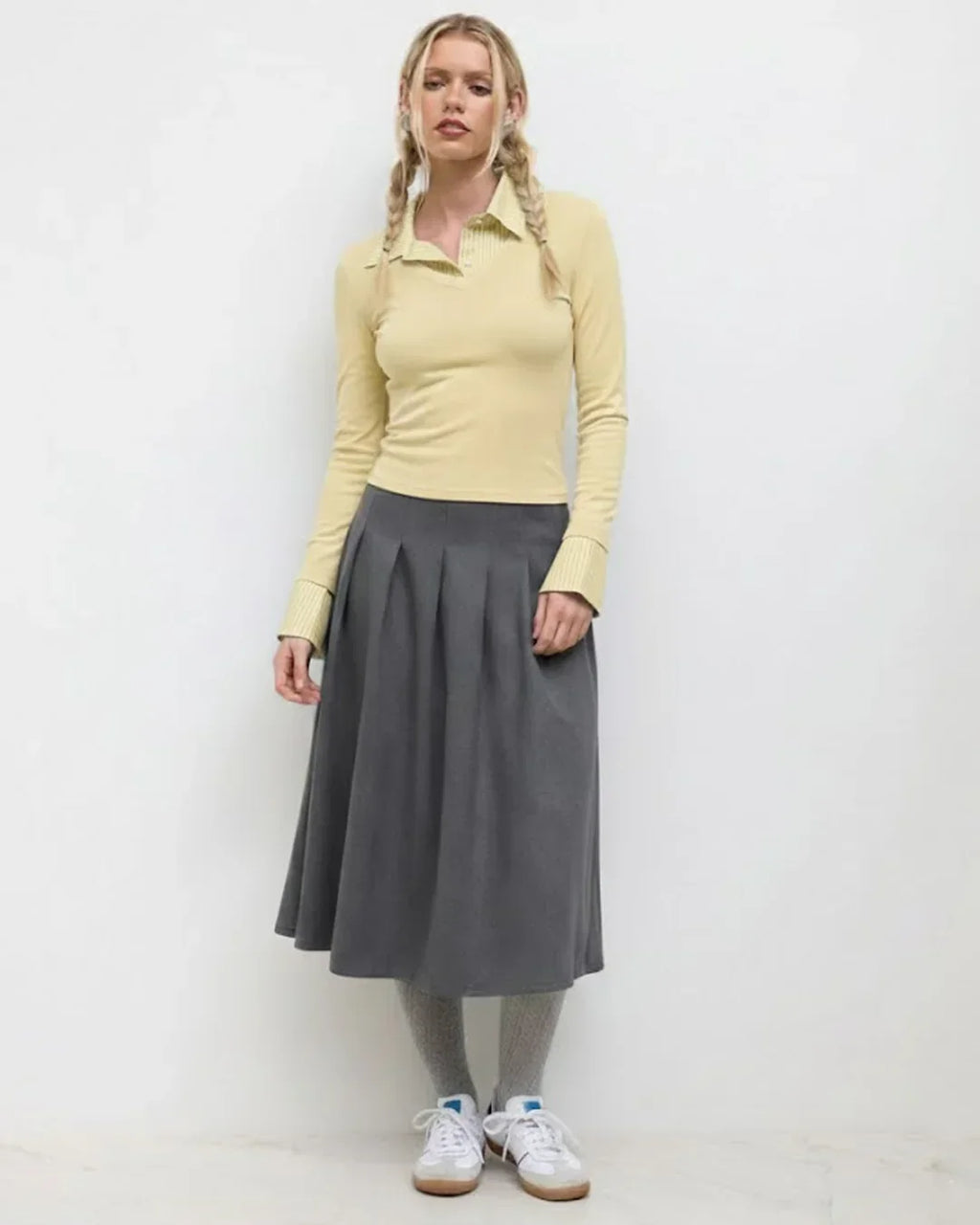 Collar Stripe Two Tone Top in French Vanilla