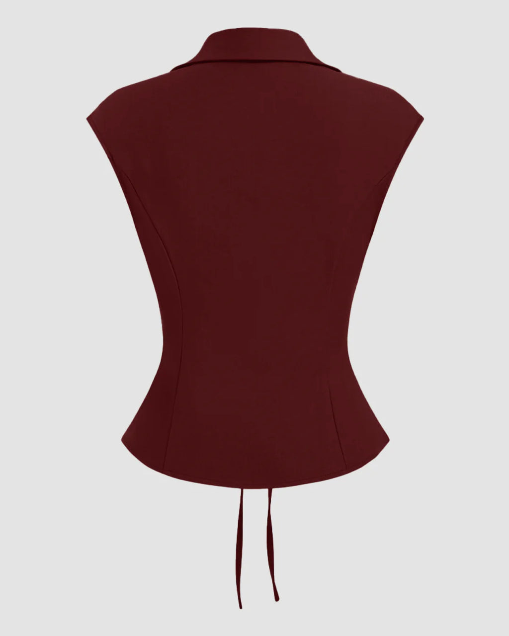 V-Neck Ruched Ruffled Tie Front Top in Maroon