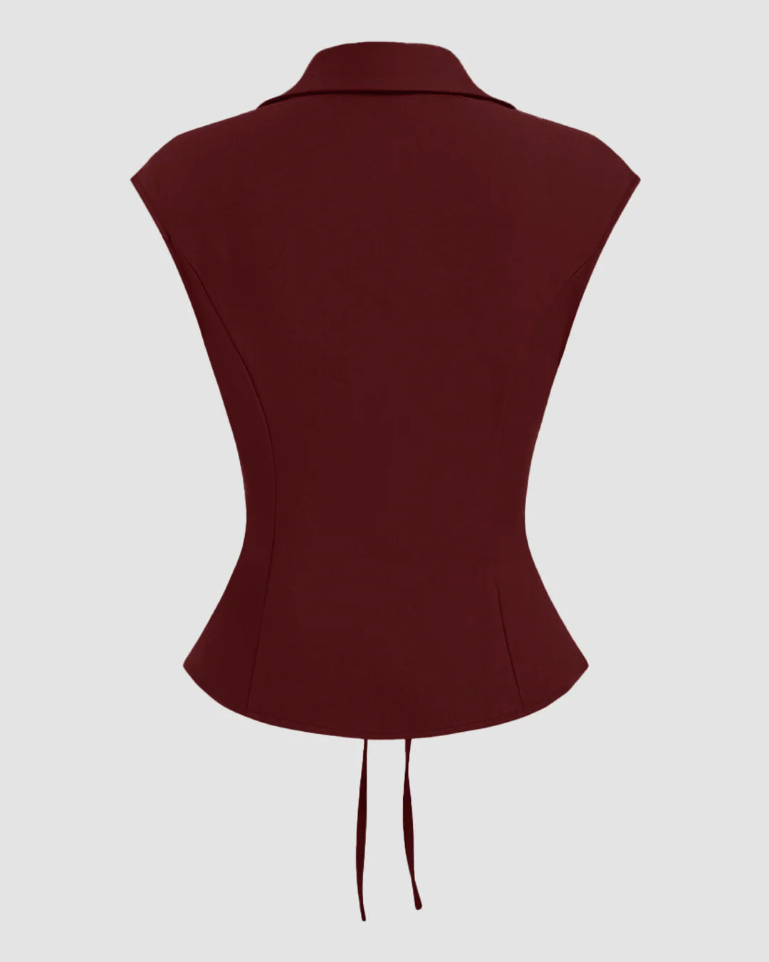 V-Neck Ruched Ruffled Tie Front Top in Maroon