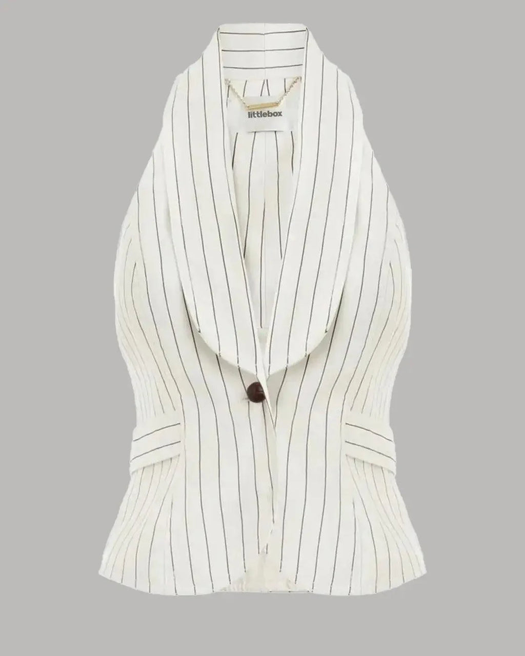 Pinstripe Corset Tailored Vest In White